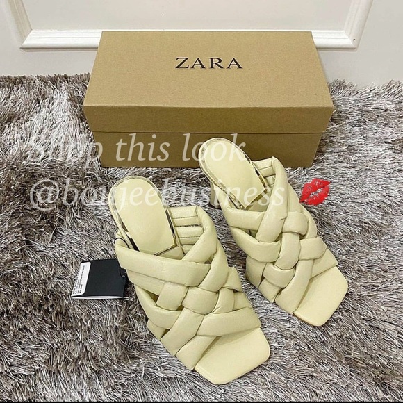 ZARA - Padded Woven Leather Mule Sandals Size US 8 - Picture 2 of 7